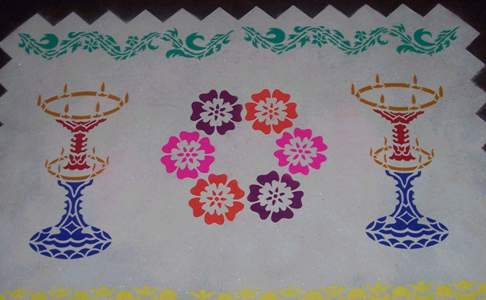 designs patterns to draw. During Diwali, Hindus draw